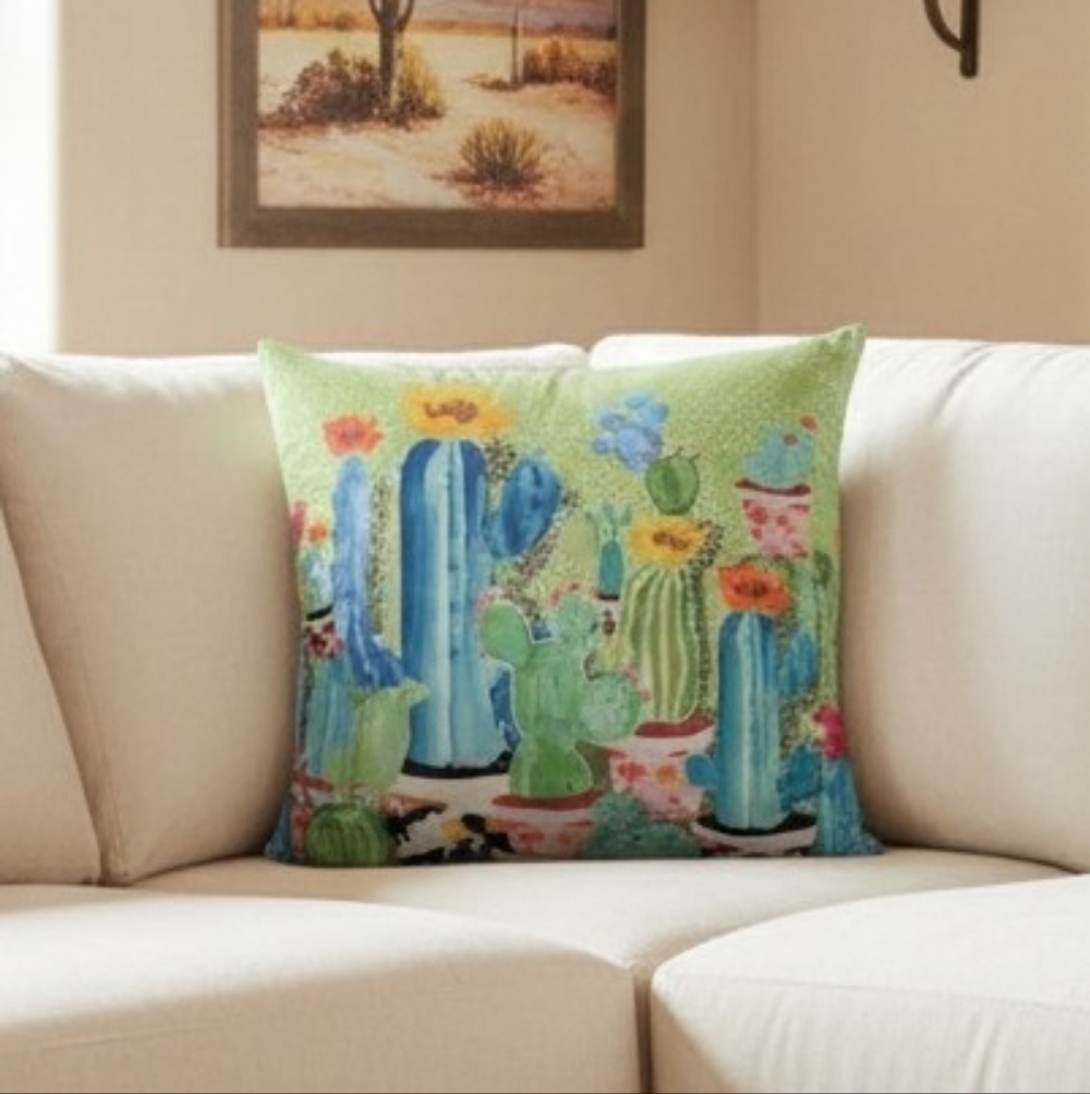 Watercolor Cactus Pillow